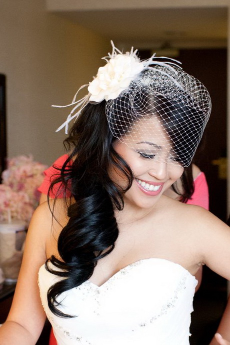 Wedding hair birdcage veil